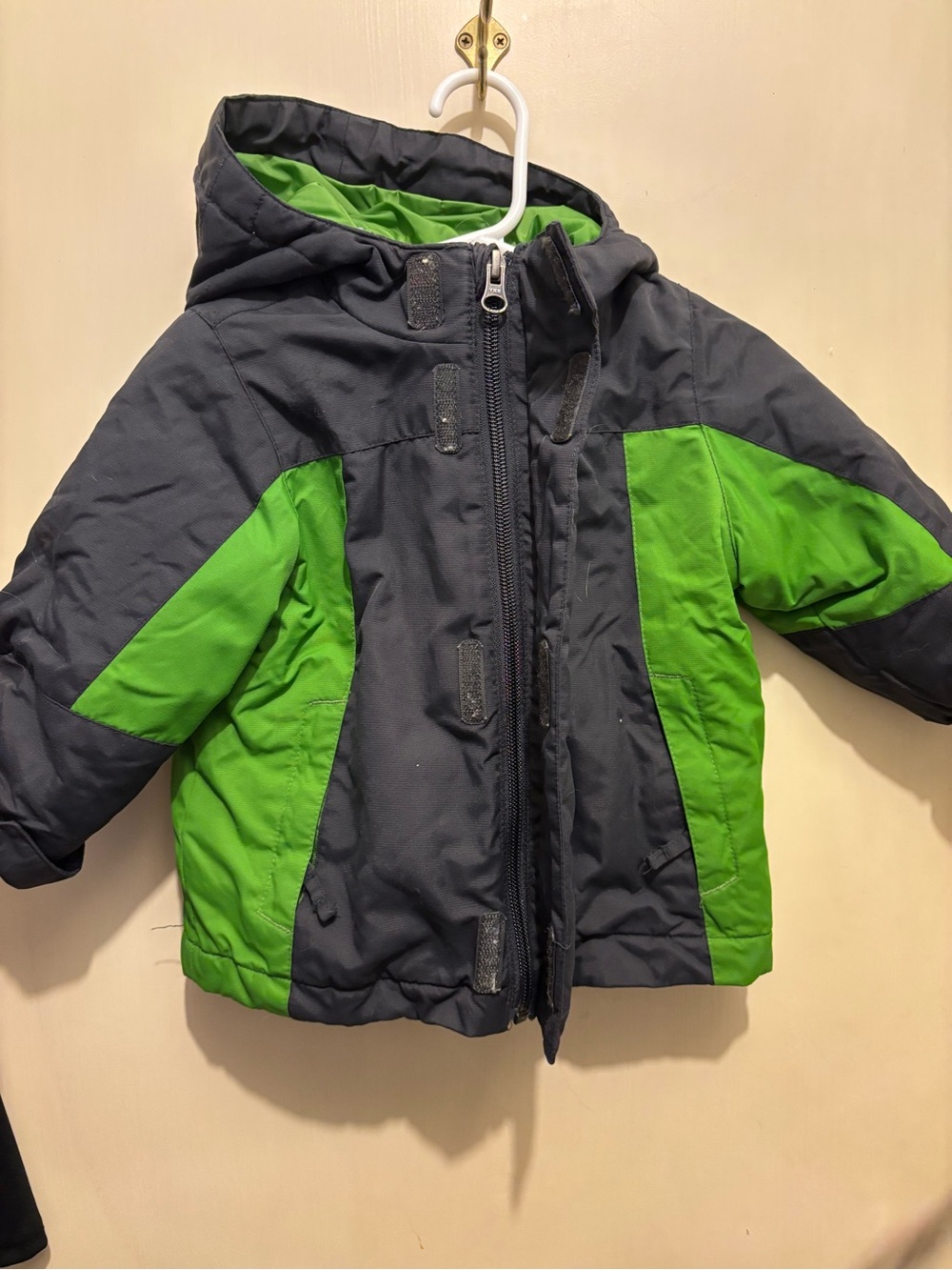Place Kids Hooded Puffer Jacket - Navy & Bright Green